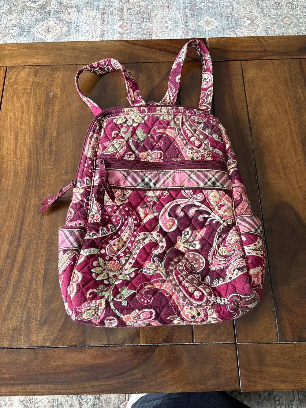 Vera Bradley Piccadilly Plum Paisley Quilted Mini zip Backpack retired 13x10”